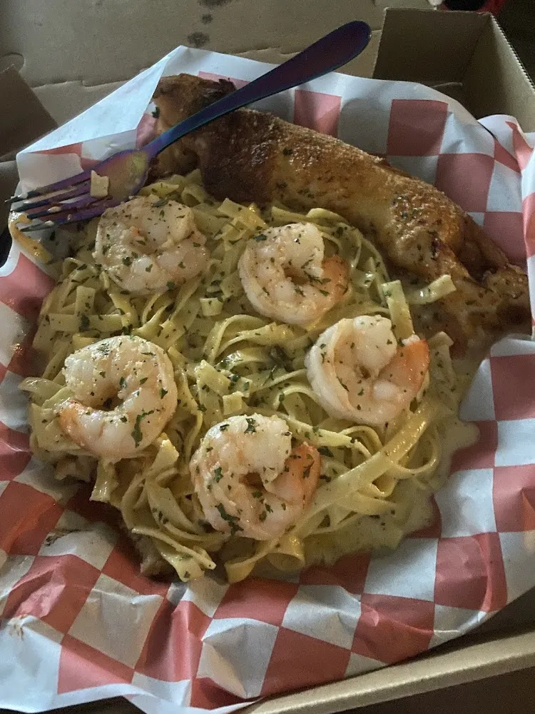 Shrimp Alfredo Pizza Slice